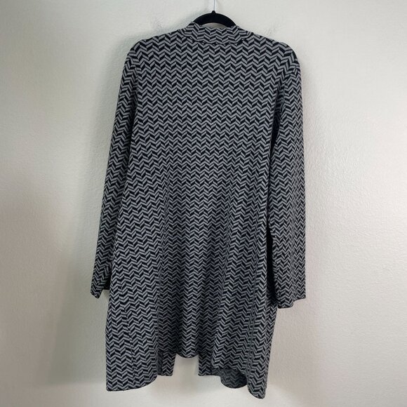 Tahari Womens Plus 2X Chevron Open Front Cardigan Jacket Pockets Coatigan - Picture 10 of 11